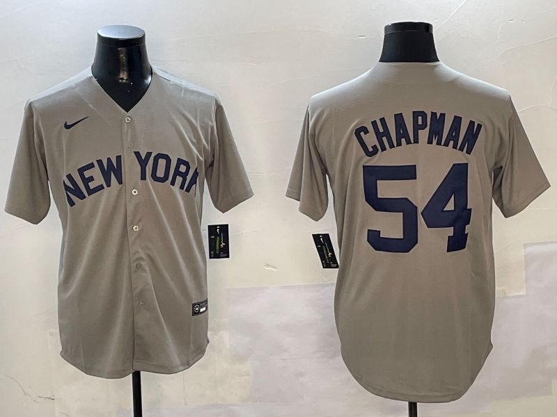 Men New York Yankees #54 Chapman Grey Game 2024 Nike MLB Jersey style 01083->indianapolis colts->NFL Jersey